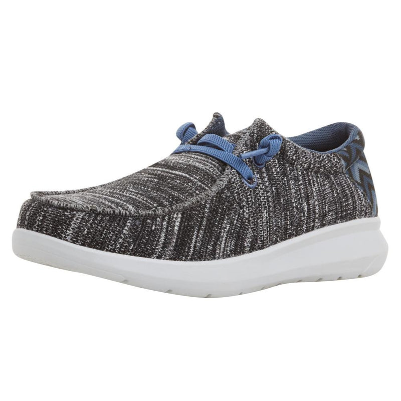 Men's Hilo Stretch Lace Heather Grey and Blue Aztec Print Casual Shoe