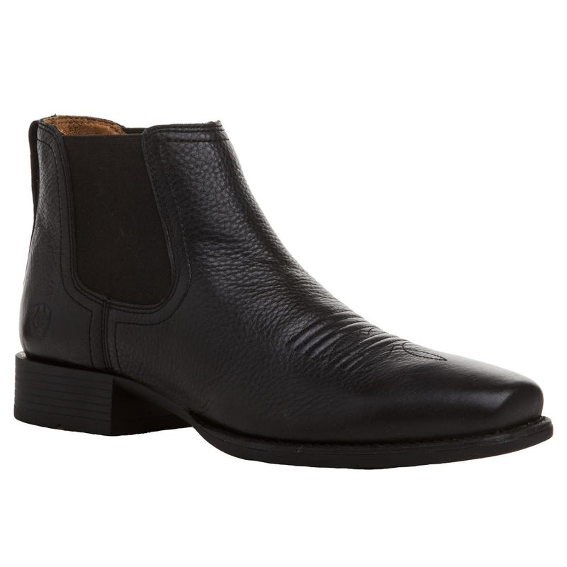 Men's Booker Ultra Square Toe 6in Black Deertan Top Pull On