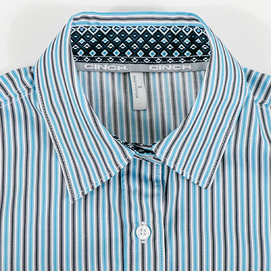 Cinch Womens Blue Stripe Tencel Button Down
