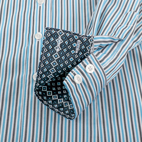 Cinch Womens Blue Stripe Tencel Button Down