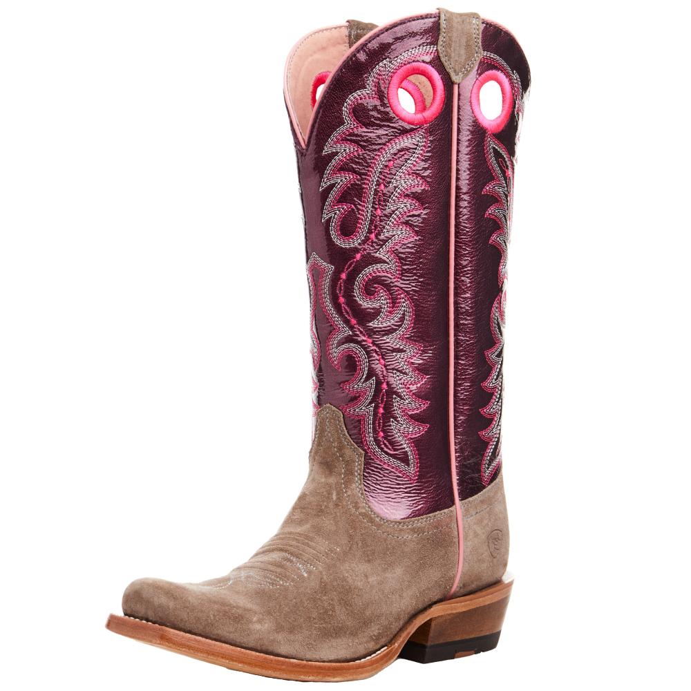 Ariat Women's Futurity Smokey Roughout/ Wine Patent 13 In Top Boot — NRS