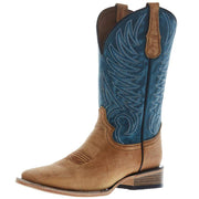 Men's Tan Vamp 12in Blue Cowhide Top