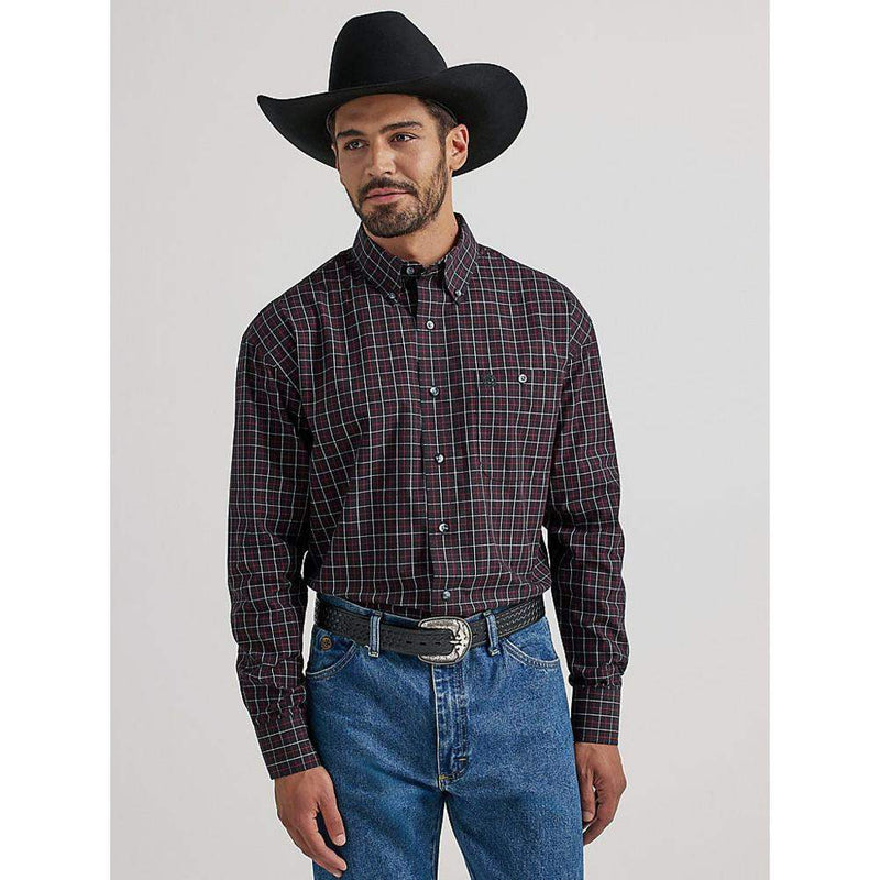 Men's George Strait Navy Plaid Button Down Shirt