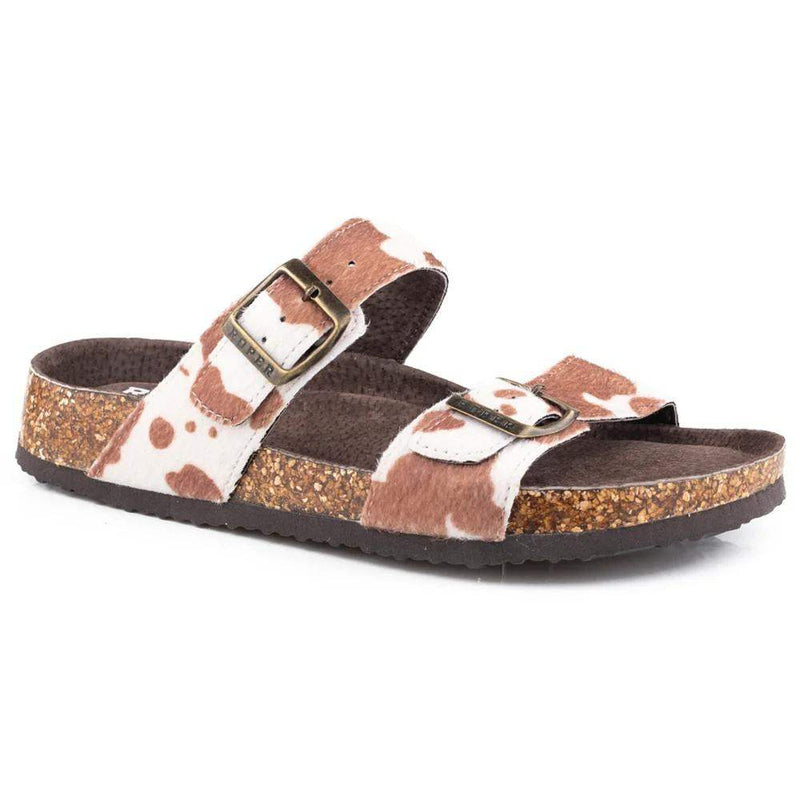 Women's Jezebel Cow Print Hair on Hide Slide Sandal