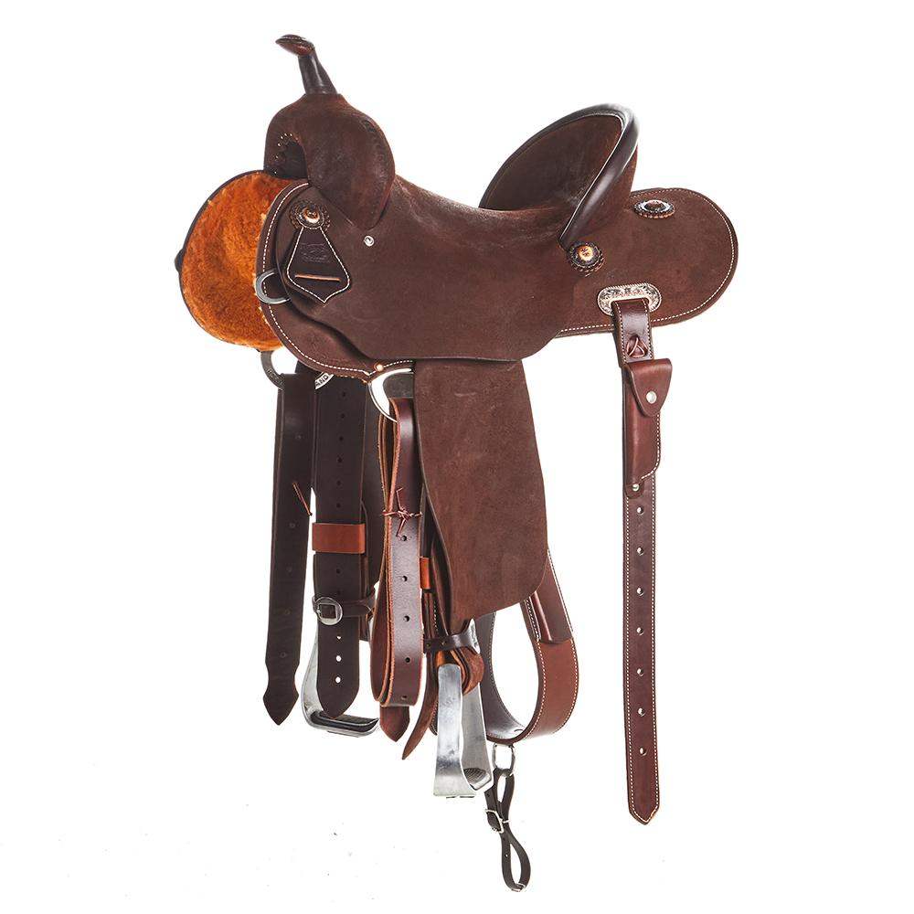 Burns Saddlery 14 Inch 30HDX Chocolate Roughout Barrel Saddle