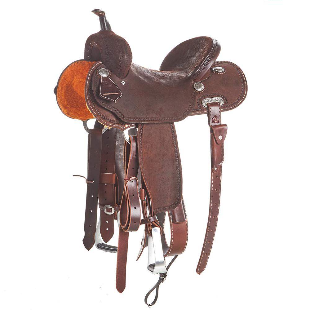 New! Mocha Roughout Barrel Style Saddle - 12 Inch