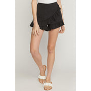 Womens Black Floral Jacquard Shorts