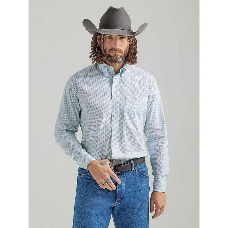 Wrangler Men's George Strait White Print Button Down
