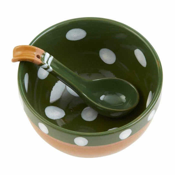 Green Painted Salsa Bowl Set