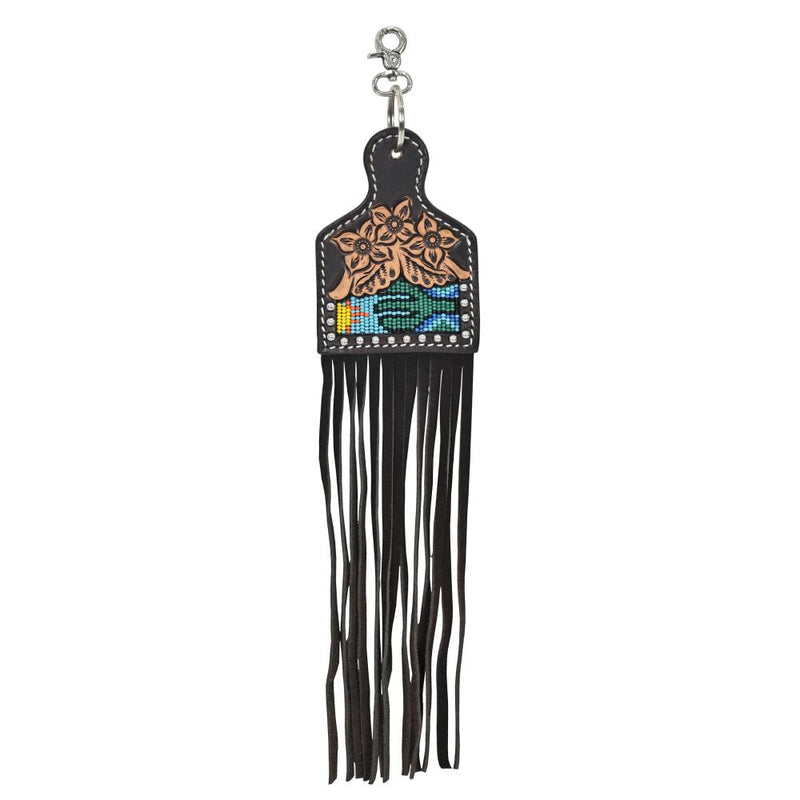 Beaded Cactus Inlay Saddle Purse Charm