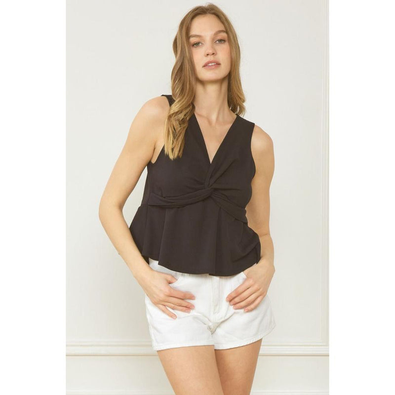 Entro Women's Black Sleeveless Twist Top