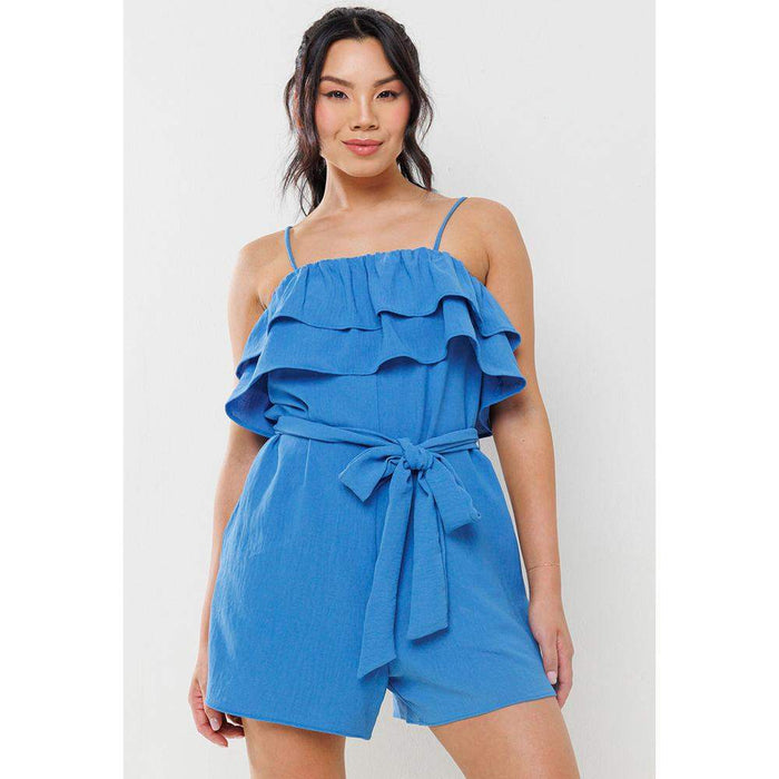 Ces Femme Women's Blue Ruffled Romper