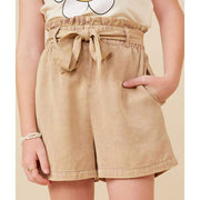Girl's Taupe Paper Bag Shorts