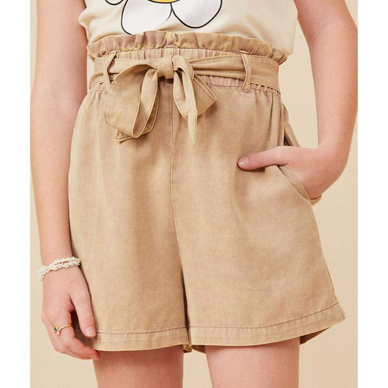 Girl's Taupe Paper Bag Shorts