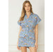Entro Womens Blue Floral Print Romper