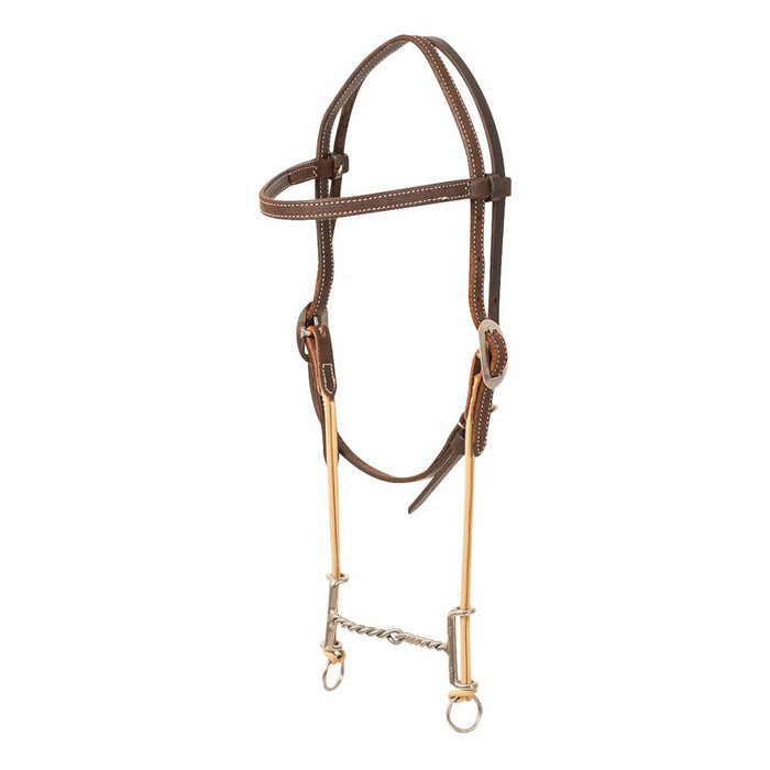 Chocolate Roughout Browband Loomis Twisted Wire Draw Gag Bit Headstall
