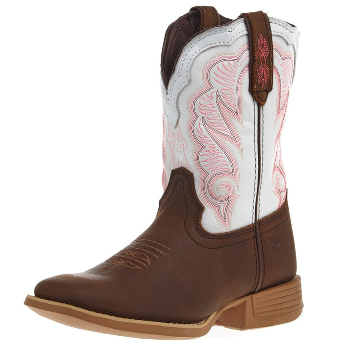 Rebel Pro Kids Trail Brown and White Square Toe Boot