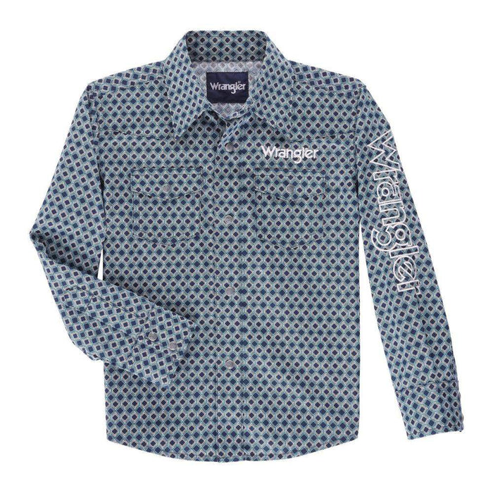 Wrangler Boy's Navy Long Sleeve Snap Shirt