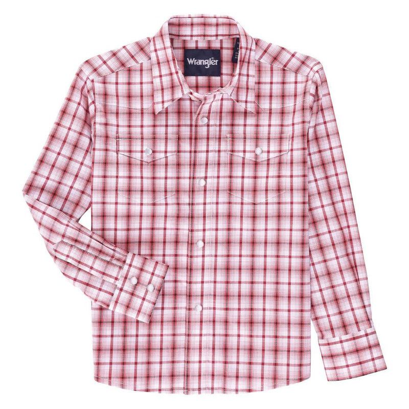 Boy's Red Plaid Wrinkle Resist Shirt