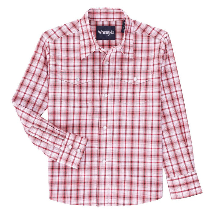 Boy's Red Plaid Wrinkle Resist Shirt