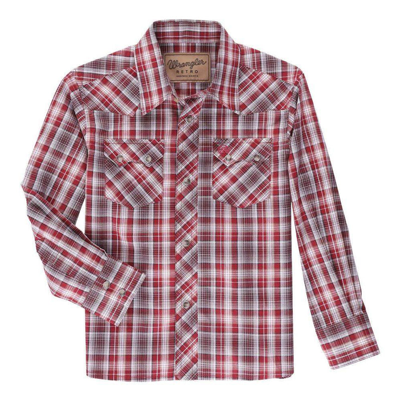 Wrangler Boy's Red Plaid Snap Shirt