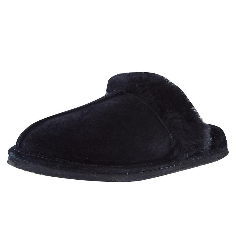 Women Black Sheepskin Slide