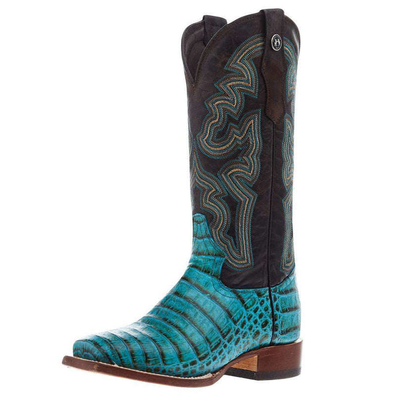 Womens Caiman Belly Print 13 In Turquoise/Tobacco Top Cowgirl Boot