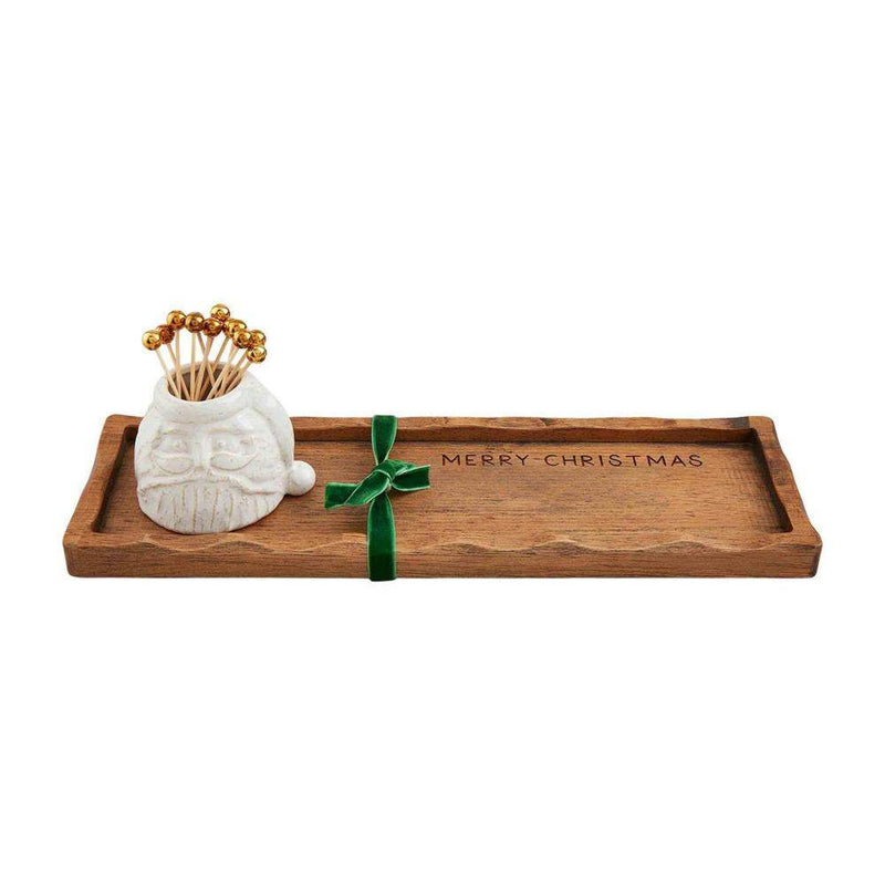 White Christmas Tray and Toothpick Set