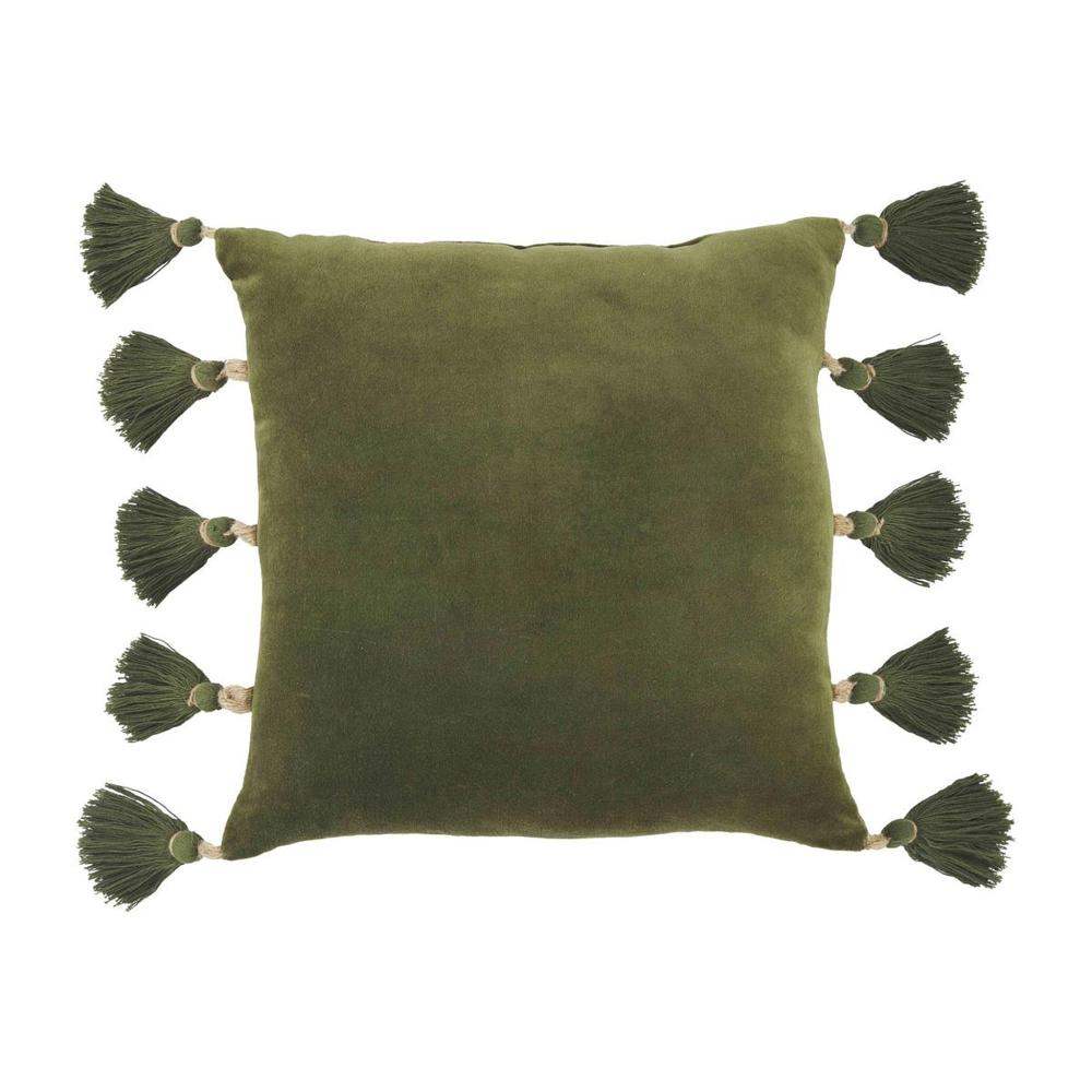 Mud Pie Green Velvet Tassel Pillow — NRS