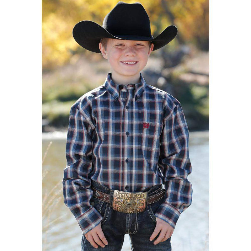 Cinch Boy's Plaid Print Button Down