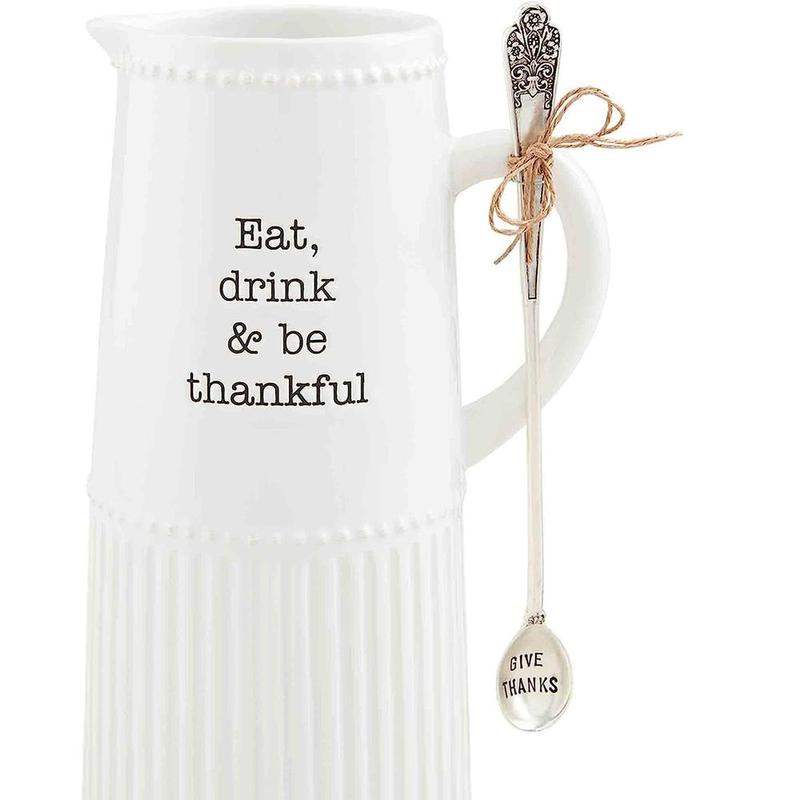 Mud Pie Be Thankful Pitcher Set