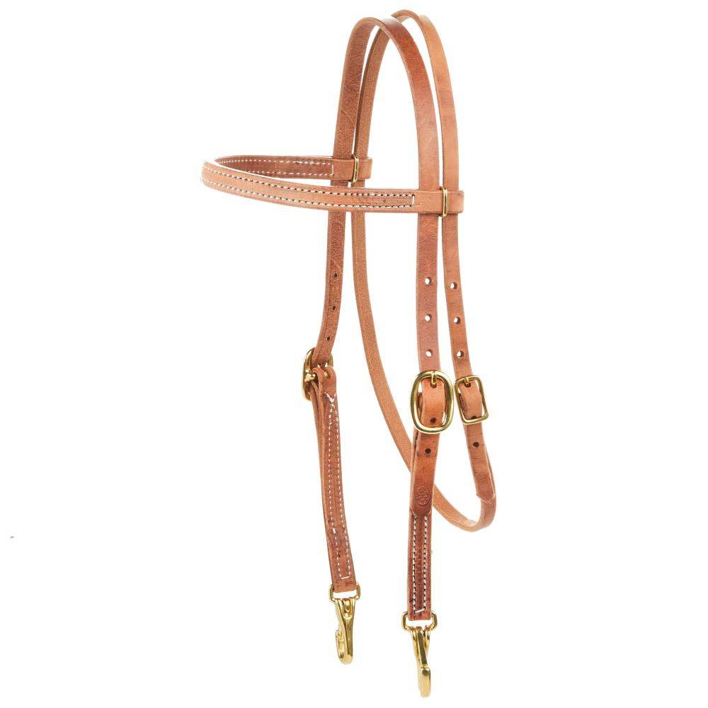 NRS Tack Straight Browband Headstall with Snap Bit Ends