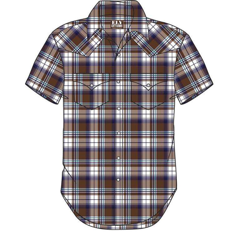 Ely Cattleman Mens Short Sleeve Plaid Snap Shirt