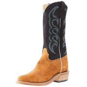Olathe Boot Company Mens Ride Ready Burnt Orange Roughout 13in Black Suave Goat Top