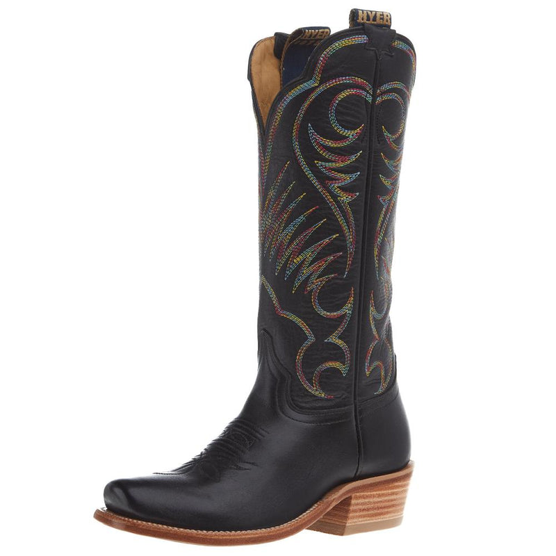 Womens Leawood Black Top Shelf Cowhide 13In Black Cowhide Top Cowgirl Boot