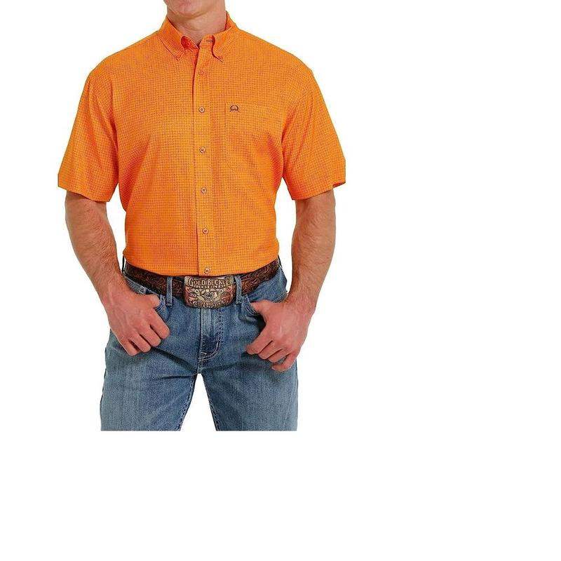 Cinch Mens Orange Print ArenaFlex Shirt
