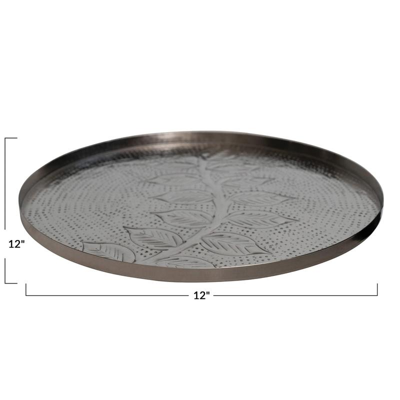 Silver Embossed Decorative Tray