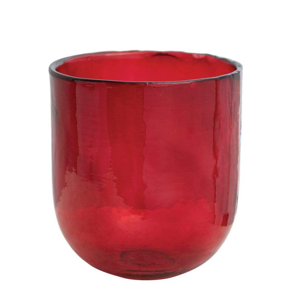 Creative CoOp Glass Red Hurricane Vase — NRS