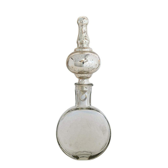 Creative Co-Op Embossed Glass Bottle with Stopper