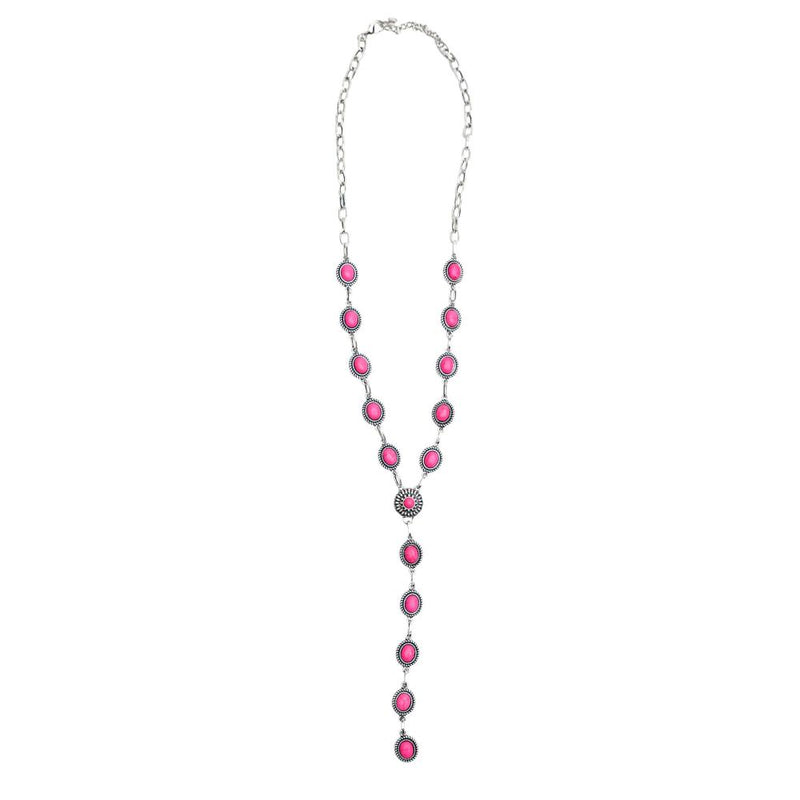 Pink Concho Lariat Necklace