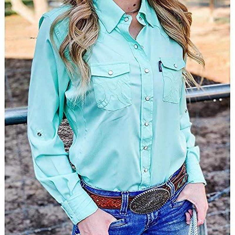 Hooey Women's Sol Ladies Sea Foam Long Sleeve Pearl Snap Shirt