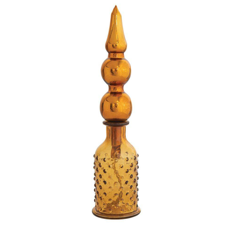 Creative Co-Op Amber Embossed Glass Bottle