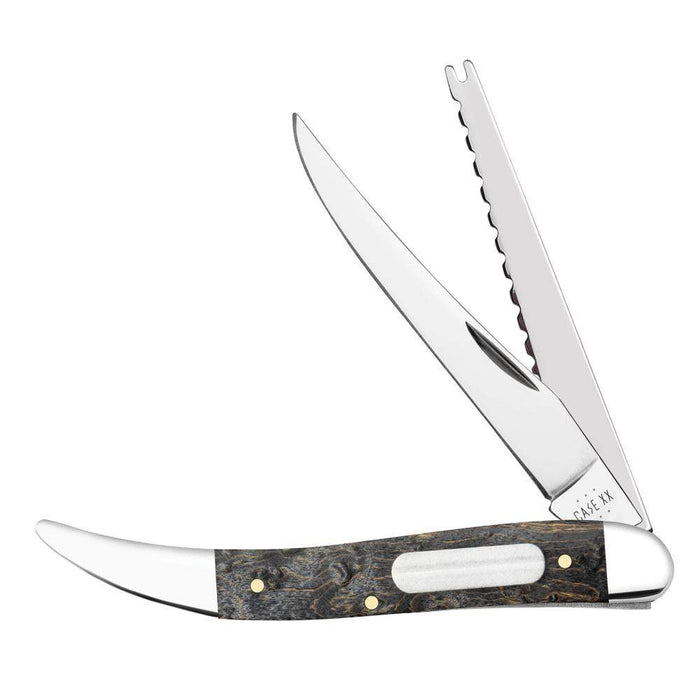 case fishing knife with lure in gift tin Case Gray Birdseye Maple