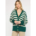 Entro Womens Hunter Green Stripe Cardigan