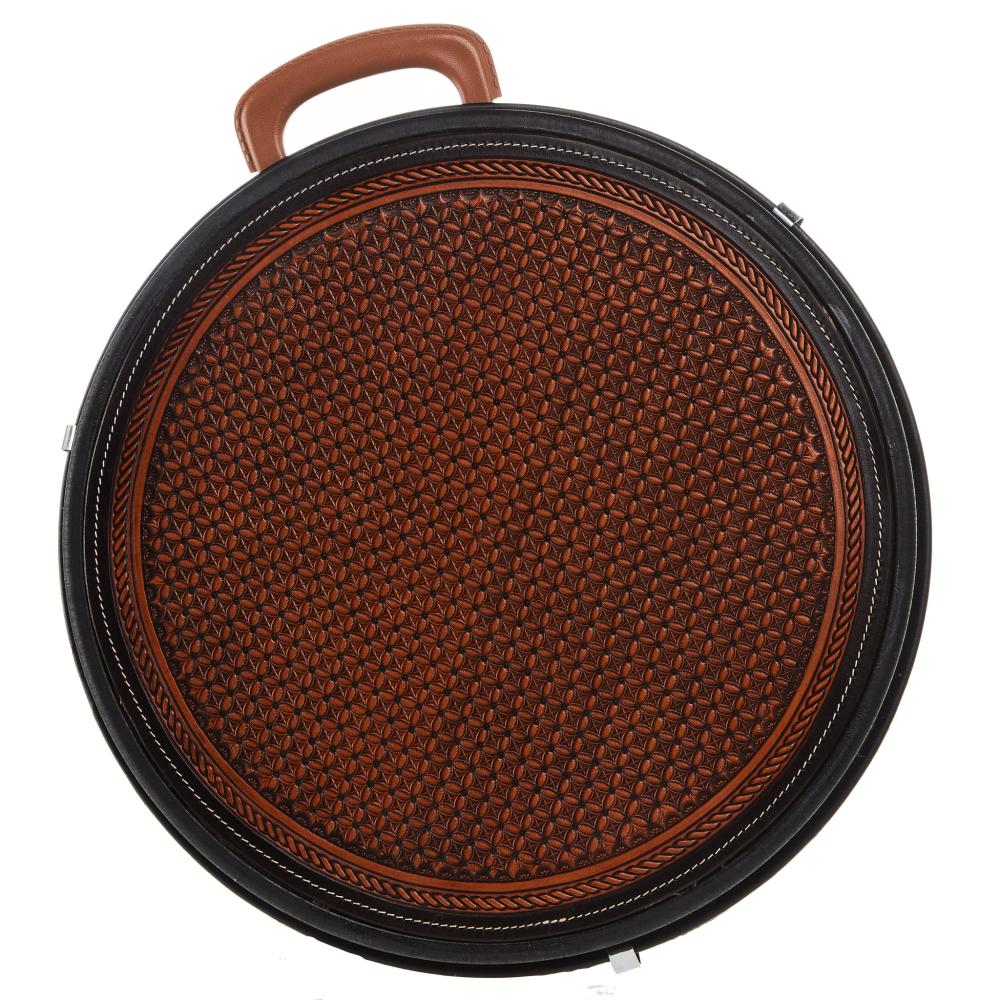 NRS Exclusive Rope Can with Geometric Tooled Leather Lid