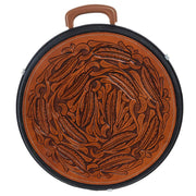 Exclusive Rope Can with Feather Tooling Leather Lid