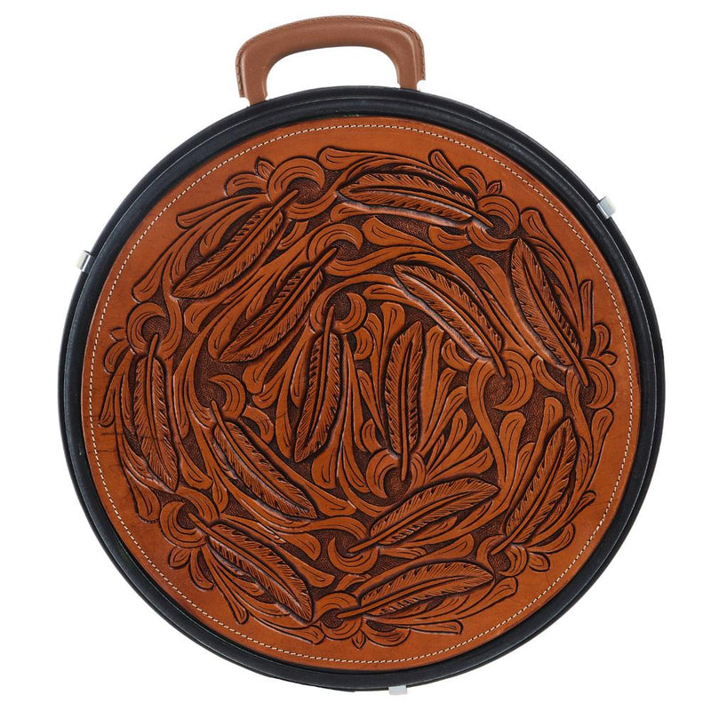 Exclusive Rope Can with Feather Tooling Leather Lid