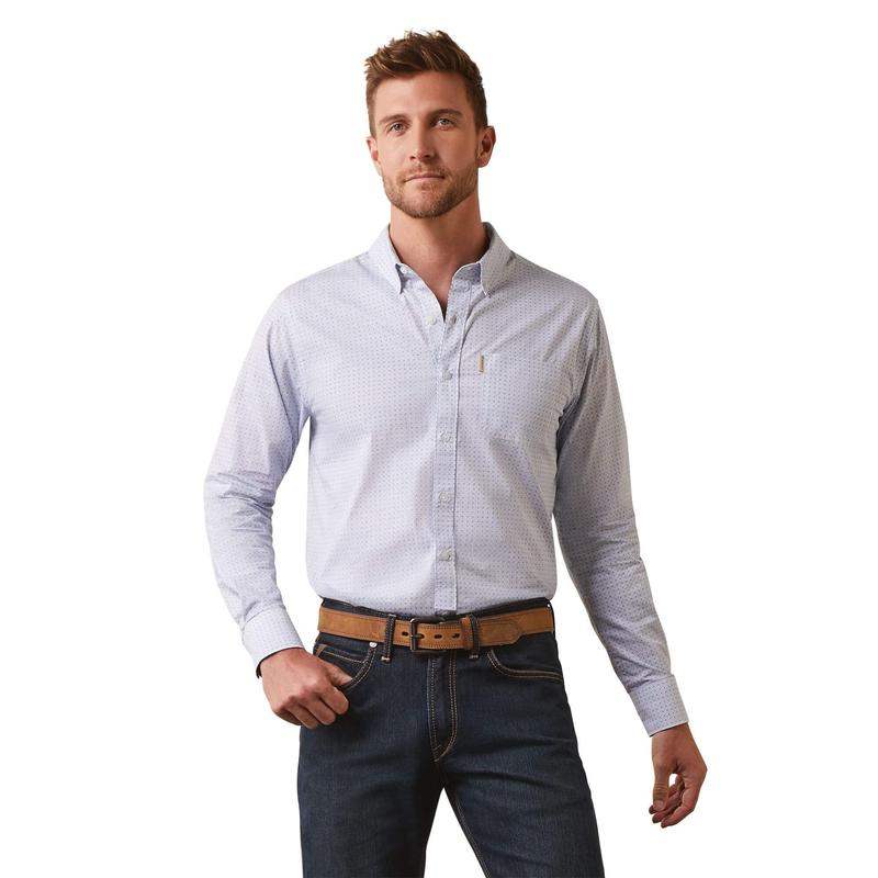 Mens Medallion Stretch Modern Fit White Shirt