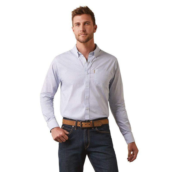 Mens Medallion Stretch Modern Fit White Shirt