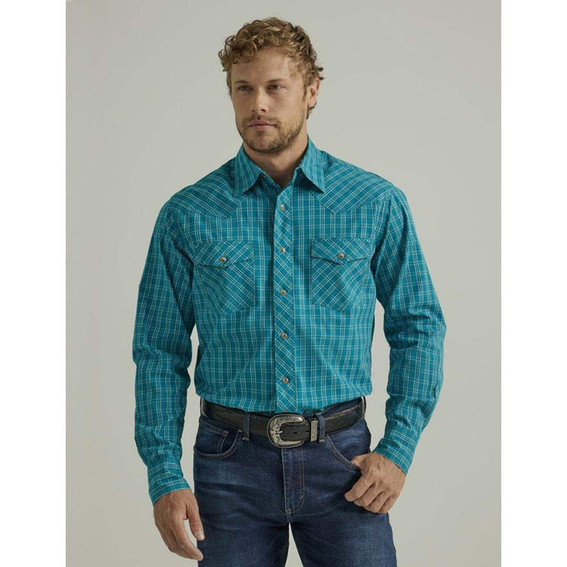 Wrangler Men's 20X Teal Plaid Shirt